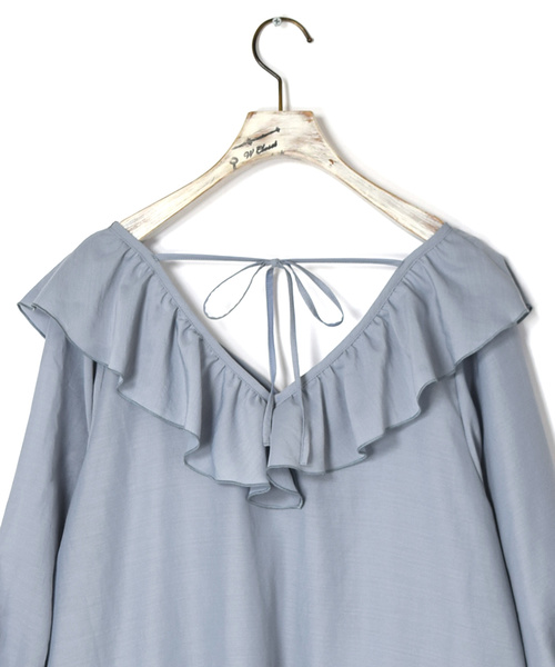 w closet（ダブルクローゼット）の「Aラインフリルミニワンピース（ワンピース・レディース・オフホワイト/サックスブルー/ライム・FREE）」の21枚目の写真