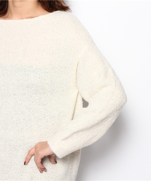 PLST（プラステ）の「ブークレーバックジップチュニックニット（ニット/セーター・レディース・ホワイト/ネイビー・2）」の8枚目の写真