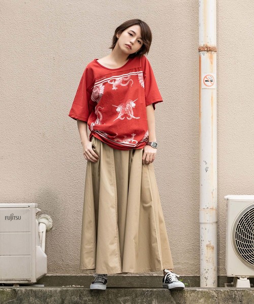 Dickies(ディッキーズ)の「Dickies/ ディッキーズ TCツイルフレアロングスカート(スカート・レディース・ベージュ/ネイビー/レッド・S/M/L)」の10枚目の写真