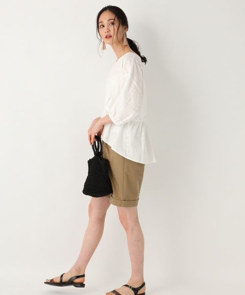 GLOBAL WORK(グローバルワーク)の「2WAYレースブラウス/833200(シャツ/ブラウス・レディース・オレンジ/ホワイト/ブラック/ベージュ・MEDIUM/LARGE)」の5枚目の写真