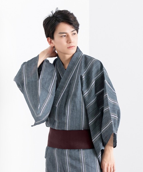 KYOETSU（キョウエツ）の「メンズ しじら浴衣 3点セット ( 浴衣 + 帯  + 腰紐 )（浴衣・メンズ・ブラック系その他6/ブルー系その他7/ブルー系その他3/ブルー系その他4/ブラック/グレー系その他2/ブラック系その他4/グレー系その他/ブラック系その他7/ブラック系その他/ブルー/ブルー系その他5/ブラック系その他3/ブルー系その他6/グレー/ブルー系その他/ブラック系その他2/グレー系その他3/ブルー系その他2/ブラック系その他5/サックスブルー系/サックスブルー系3/サックスブルー系4/サックスブルー系2/その他/その他1/その他2・LL/M/L）」の22枚目の写真