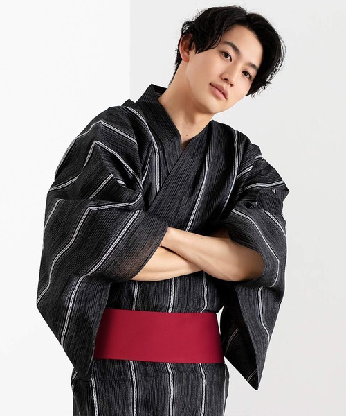 KYOETSU（キョウエツ）の「メンズ しじら浴衣 3点セット ( 浴衣 + 帯  + 腰紐 )（浴衣・メンズ・ブラック系その他6/ブルー系その他7/ブルー系その他3/ブルー系その他4/ブラック/グレー系その他2/ブラック系その他4/グレー系その他/ブラック系その他7/ブラック系その他/ブルー/ブルー系その他5/ブラック系その他3/ブルー系その他6/グレー/ブルー系その他/ブラック系その他2/グレー系その他3/ブルー系その他2/ブラック系その他5/サックスブルー系/サックスブルー系3/サックスブルー系4/サックスブルー系2/その他/その他1/その他2・LL/M/L）」の3枚目の写真