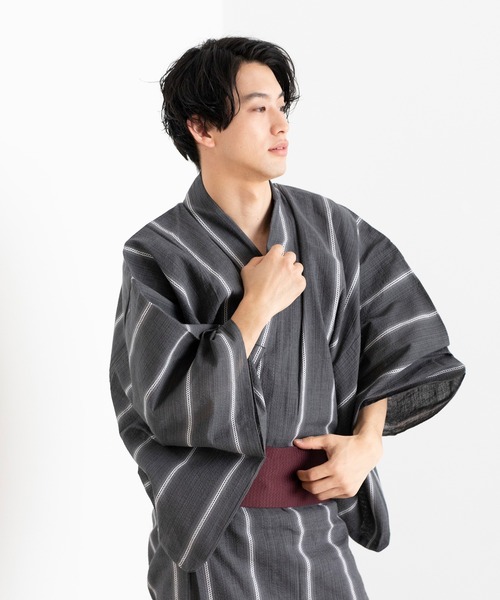 KYOETSU（キョウエツ）の「メンズ しじら浴衣 3点セット ( 浴衣 + 帯  + 腰紐 )（浴衣・メンズ・ブラック系その他6/ブルー系その他7/ブルー系その他3/ブルー系その他4/ブラック/グレー系その他2/ブラック系その他4/グレー系その他/ブラック系その他7/ブラック系その他/ブルー/ブルー系その他5/ブラック系その他3/ブルー系その他6/グレー/ブルー系その他/ブラック系その他2/グレー系その他3/ブルー系その他2/ブラック系その他5/サックスブルー系/サックスブルー系3/サックスブルー系4/サックスブルー系2/その他/その他1/その他2・LL/M/L）」の11枚目の写真