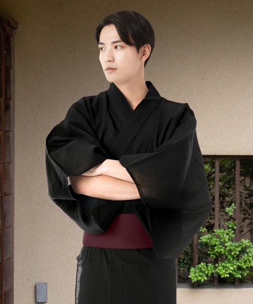 KYOETSU（キョウエツ）の「メンズ しじら浴衣 3点セット ( 浴衣 + 帯  + 腰紐 )（浴衣・メンズ・ブラック系その他6/ブルー系その他7/ブルー系その他3/ブルー系その他4/ブラック/グレー系その他2/ブラック系その他4/グレー系その他/ブラック系その他7/ブラック系その他/ブルー/ブルー系その他5/ブラック系その他3/ブルー系その他6/グレー/ブルー系その他/ブラック系その他2/グレー系その他3/ブルー系その他2/ブラック系その他5/サックスブルー系/サックスブルー系3/サックスブルー系4/サックスブルー系2/その他/その他1/その他2・LL/M/L）」の4枚目の写真