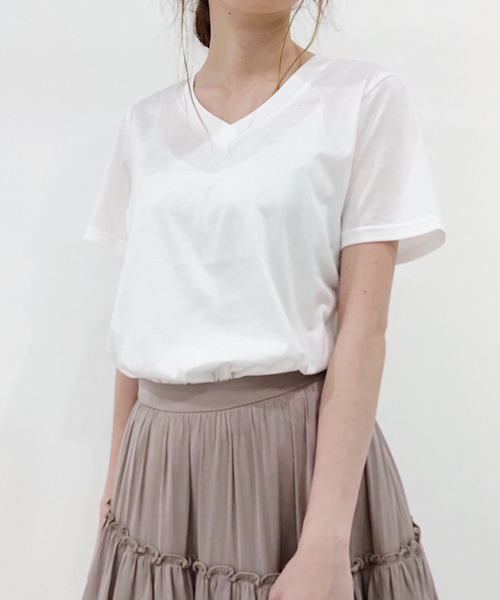 Banner Barrett（バナーバレット）の「VネックTシャツ（Tシャツ/カットソー・レディース・ホワイト/モカ/ベージュ/ネイビー・38）」の7枚目の写真