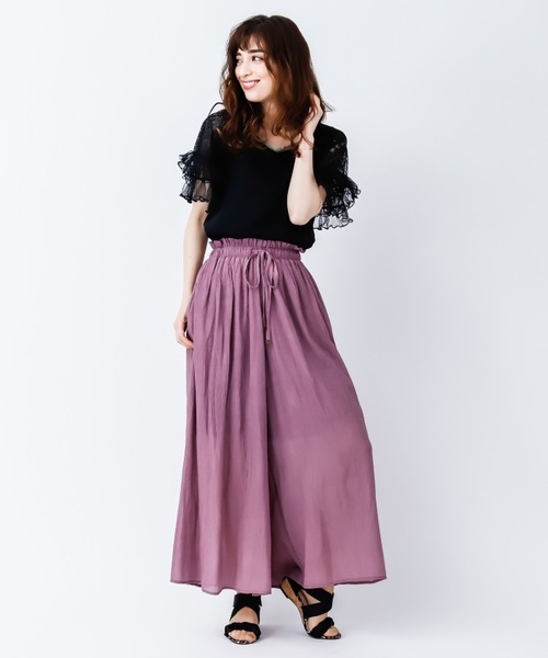 axes femme(アクシーズファム)の「ウエストリボンワイドパンツ(その他パンツ・レディース・ブラック/イエロー/ブルー/ピンク系その他・MEDIUM)」の2枚目の写真