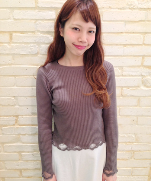 Kastane（カスタネ）の「【Kastane】かぎ針リブニット（ニット/セーター・レディース・ネイビー/カーキ/オフホワイト・FREE）」の2枚目の写真