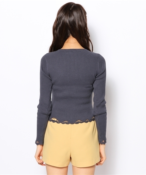 Kastane（カスタネ）の「【Kastane】かぎ針リブニット（ニット/セーター・レディース・ネイビー/カーキ/オフホワイト・FREE）」の9枚目の写真