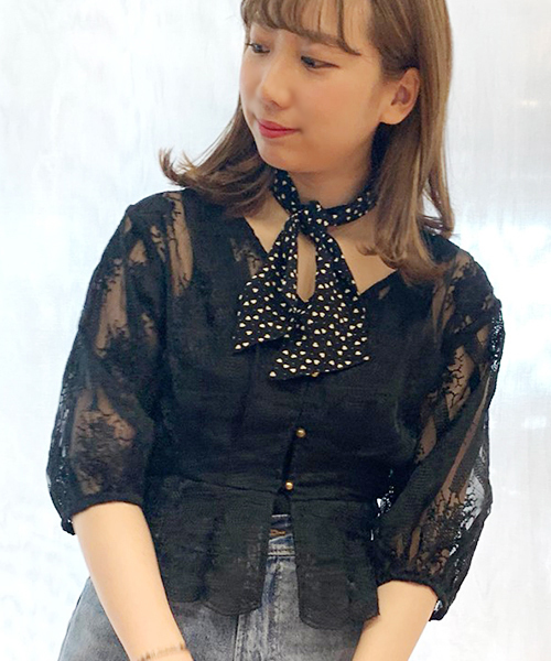 apres jour(アプレジュール)の「スカーフ付きオーガンジーレースブラウス【ZOZOTOWN限定アイテム】(シャツ/ブラウス・レディース・ブラック/チャコールグレー/その他/アイボリー・フリー)」の12枚目の写真
