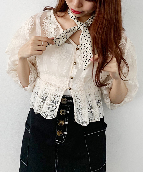 apres jour(アプレジュール)の「スカーフ付きオーガンジーレースブラウス【ZOZOTOWN限定アイテム】(シャツ/ブラウス・レディース・ブラック/チャコールグレー/その他/アイボリー・フリー)」の21枚目の写真