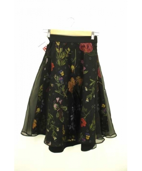 ブランド古着 フラワープリントフレアスカート チュール スカート