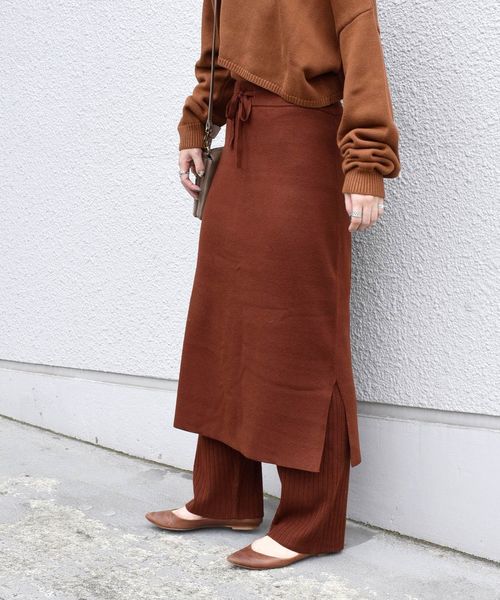 Khaju(カージュ)の「Khaju:ニットスカート×パンツ◇(パンツ)」|ブラウン