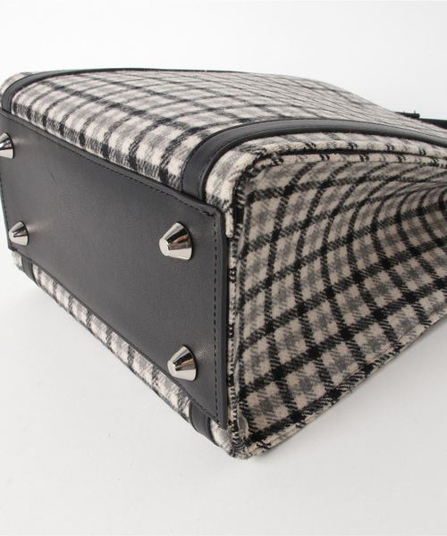 SMIR NASLI（サミールナスリ）の「Check Shoulder / チェックショルダー（ショルダーバッグ・レディース・キャメル/ブラウン/ホワイト×ブラック・フリー）」の5枚目の写真