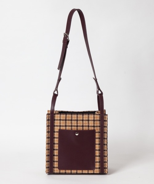 SMIR NASLI（サミールナスリ）の「Check Shoulder / チェックショルダー（ショルダーバッグ・レディース・キャメル/ブラウン/ホワイト×ブラック・フリー）」の3枚目の写真