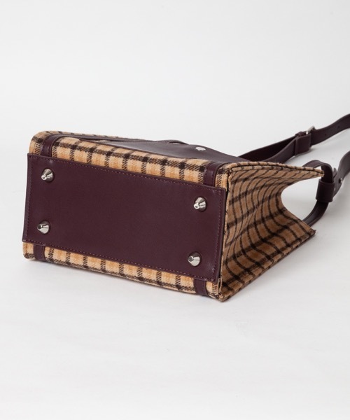 SMIR NASLI（サミールナスリ）の「Check Shoulder / チェックショルダー（ショルダーバッグ・レディース・キャメル/ブラウン/ホワイト×ブラック・フリー）」の10枚目の写真