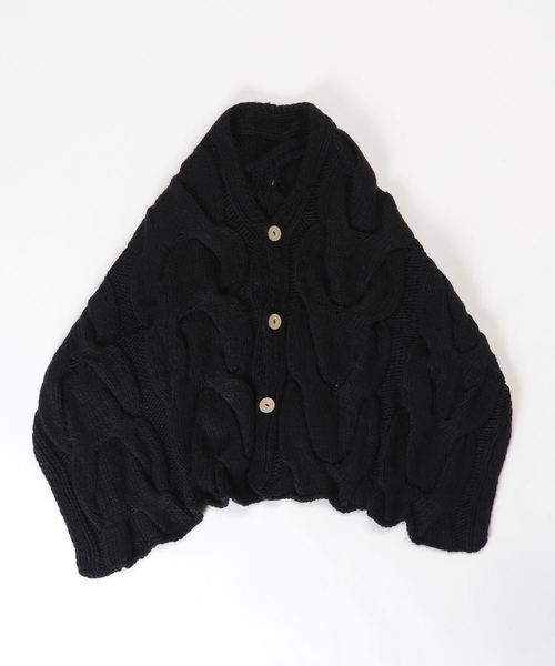 salle de bal（サルデバル）の「3way ビッグケーブルストール　84005　SGTIT（ストール/ショール・レディース・ブラック/ダークブラウン・FREE）」の2枚目の写真