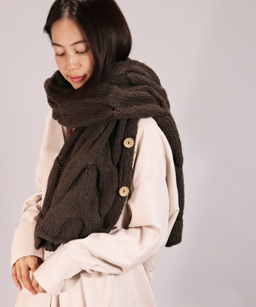 salle de bal（サルデバル）の「3way ビッグケーブルストール　84005　SGTIT（ストール/ショール・レディース・ブラック/ダークブラウン・FREE）」の5枚目の写真