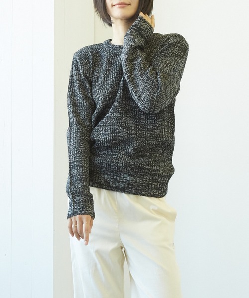 VIBGYOR（ヴィブジョー）の「VIBGYOR Select/畦編みニット(BL)（ニット/セーター・レディース・ブラック/ネイビー/ブラウン/カーキ/アイボリー/ホワイト系その他/ブラック系その他/杢グレー/グレー系その他/ベージュ系その他/ブルー系その他/パープル系その他/ワイン/ホワイト系その他2/ホワイト系その他3/ブラック系その他2・MEDIUM/LARGE/X-LARGE）」の7枚目の写真