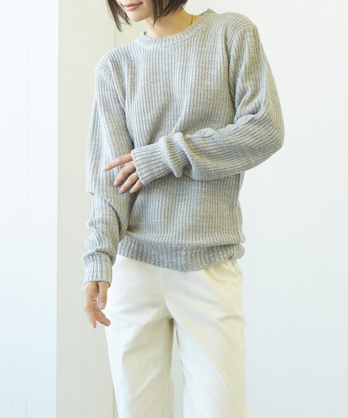 VIBGYOR（ヴィブジョー）の「VIBGYOR Select/畦編みニット(BL)（ニット/セーター・レディース・ブラック/ネイビー/ブラウン/カーキ/アイボリー/ホワイト系その他/ブラック系その他/杢グレー/グレー系その他/ベージュ系その他/ブルー系その他/パープル系その他/ワイン/ホワイト系その他2/ホワイト系その他3/ブラック系その他2・MEDIUM/LARGE/X-LARGE）」の9枚目の写真