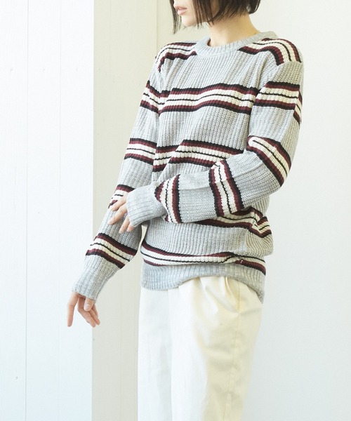 VIBGYOR（ヴィブジョー）の「VIBGYOR Select/畦編みニット(BL)（ニット/セーター・レディース・ブラック/ネイビー/ブラウン/カーキ/アイボリー/ホワイト系その他/ブラック系その他/杢グレー/グレー系その他/ベージュ系その他/ブルー系その他/パープル系その他/ワイン/ホワイト系その他2/ホワイト系その他3/ブラック系その他2・MEDIUM/LARGE/X-LARGE）」の10枚目の写真