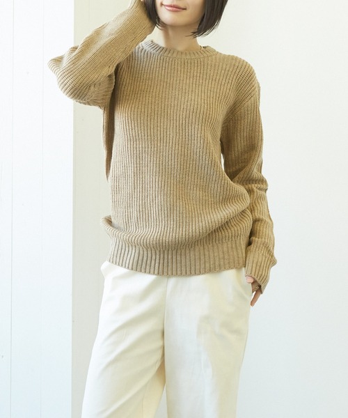 VIBGYOR（ヴィブジョー）の「VIBGYOR Select/畦編みニット(BL)（ニット/セーター・レディース・ブラック/ネイビー/ブラウン/カーキ/アイボリー/ホワイト系その他/ブラック系その他/杢グレー/グレー系その他/ベージュ系その他/ブルー系その他/パープル系その他/ワイン/ホワイト系その他2/ホワイト系その他3/ブラック系その他2・MEDIUM/LARGE/X-LARGE）」の12枚目の写真