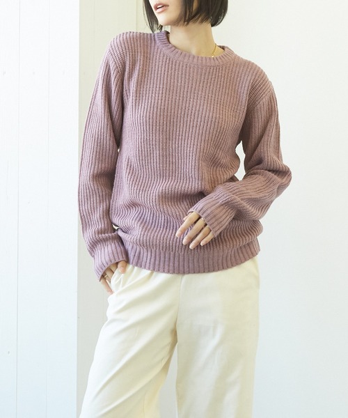 VIBGYOR（ヴィブジョー）の「VIBGYOR Select/畦編みニット(BL)（ニット/セーター・レディース・ブラック/ネイビー/ブラウン/カーキ/アイボリー/ホワイト系その他/ブラック系その他/杢グレー/グレー系その他/ベージュ系その他/ブルー系その他/パープル系その他/ワイン/ホワイト系その他2/ホワイト系その他3/ブラック系その他2・MEDIUM/LARGE/X-LARGE）」の15枚目の写真