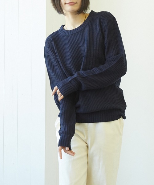 VIBGYOR（ヴィブジョー）の「VIBGYOR Select/畦編みニット(BL)（ニット/セーター・レディース・ブラック/ネイビー/ブラウン/カーキ/アイボリー/ホワイト系その他/ブラック系その他/杢グレー/グレー系その他/ベージュ系その他/ブルー系その他/パープル系その他/ワイン/ホワイト系その他2/ホワイト系その他3/ブラック系その他2・MEDIUM/LARGE/X-LARGE）」の13枚目の写真