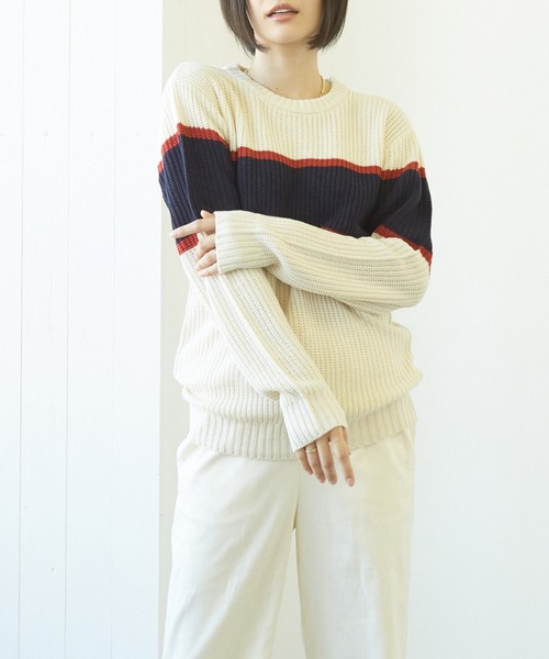 VIBGYOR（ヴィブジョー）の「VIBGYOR Select/畦編みニット(BL)（ニット/セーター・レディース・ブラック/ネイビー/ブラウン/カーキ/アイボリー/ホワイト系その他/ブラック系その他/杢グレー/グレー系その他/ベージュ系その他/ブルー系その他/パープル系その他/ワイン/ホワイト系その他2/ホワイト系その他3/ブラック系その他2・MEDIUM/LARGE/X-LARGE）」の5枚目の写真