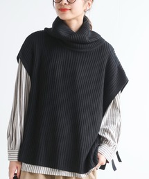 サイドリボンタートルリブニットベスト