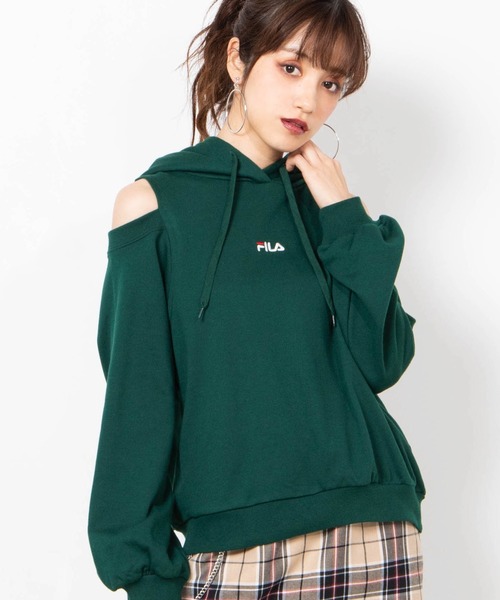 FILA（フィラ）の「∴WEGO/FILA別注オープンショルダープルパーカー（パーカー・レディース・ホワイト/ブラック/パープル/グリーン・FREE）」の3枚目の写真