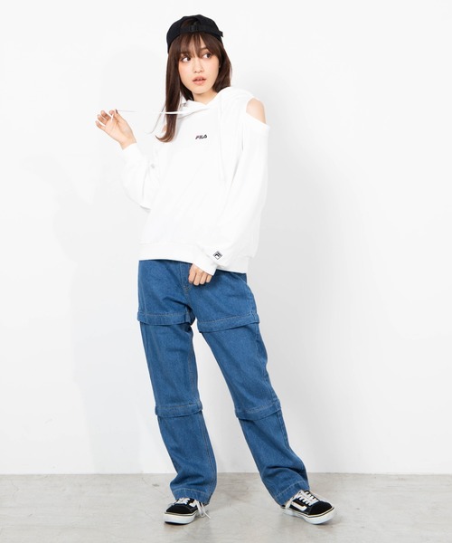 FILA（フィラ）の「∴WEGO/FILA別注オープンショルダープルパーカー（パーカー・レディース・ホワイト/ブラック/パープル/グリーン・FREE）」の17枚目の写真