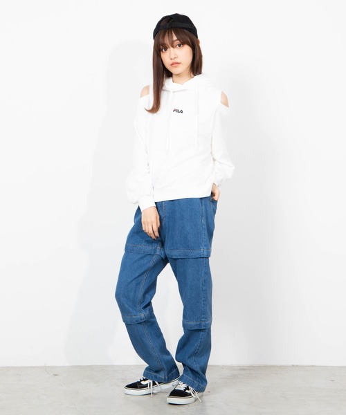 FILA（フィラ）の「∴WEGO/FILA別注オープンショルダープルパーカー（パーカー・レディース・ホワイト/ブラック/パープル/グリーン・FREE）」の21枚目の写真