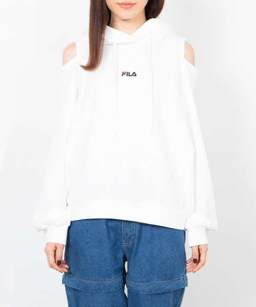FILA（フィラ）の「∴WEGO/FILA別注オープンショルダープルパーカー（パーカー・レディース・ホワイト/ブラック/パープル/グリーン・FREE）」の20枚目の写真