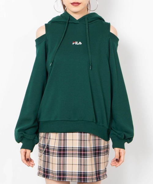 FILA（フィラ）の「∴WEGO/FILA別注オープンショルダープルパーカー（パーカー・レディース・ホワイト/ブラック/パープル/グリーン・FREE）」の22枚目の写真