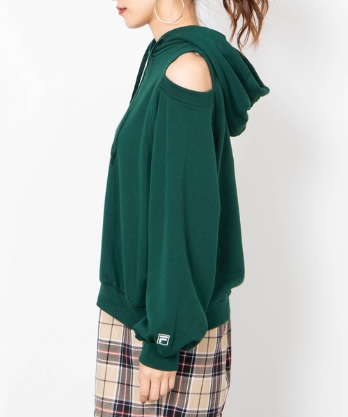 FILA（フィラ）の「∴WEGO/FILA別注オープンショルダープルパーカー（パーカー・レディース・ホワイト/ブラック/パープル/グリーン・FREE）」の7枚目の写真