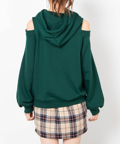 FILA（フィラ）の「∴WEGO/FILA別注オープンショルダープルパーカー（パーカー・レディース・ホワイト/ブラック/パープル/グリーン・FREE）」の14枚目の写真