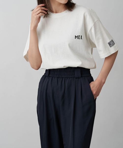 MEI（メイ）の「MEI メイChaco closet別注 オーバーサイズ半袖Tシャツ（Tシャツ/カットソー・レディース・ホワイト/ブラック/ベージュ/ネイビー/パープル・FREE）」の2枚目の写真