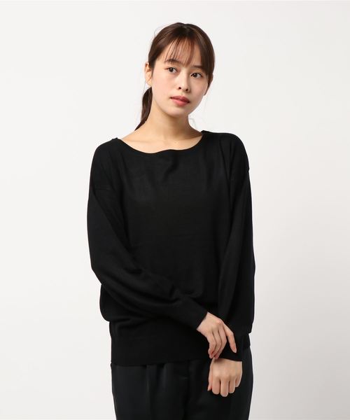 AMERICAN HOLIC（アメリカンホリック）の「ボートネックベーシックニットプルオーバー＊（ニット/セーター・レディース・アイボリー/ブラック/ベージュ/ダークブラウン・L/M）」の2枚目の写真