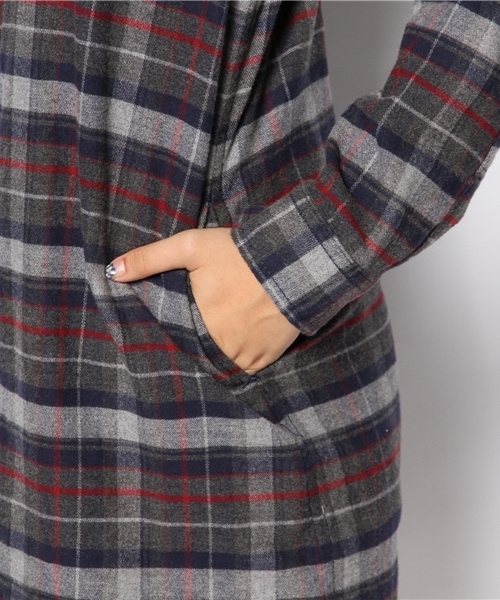 Another Edition（アナザーエディション）の「AE NEL CHK SHT OP◆（シャツワンピース・レディース・グレー/マスタード/ネイビー・フリー）」の6枚目の写真
