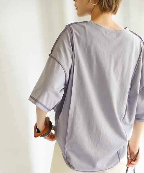 select MOCA(セレクトモカ)の「2021 SS リンキングカットソートップス(Tシャツ/カットソー・レディース・オフホワイト/ミント/ライラック/グレイッシュベージュ/ライトカーキ・FREE)」の10枚目の写真