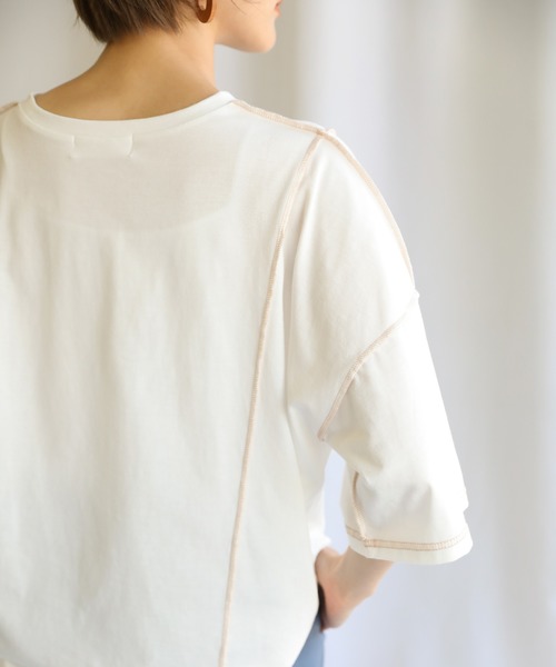 select MOCA(セレクトモカ)の「2021 SS リンキングカットソートップス(Tシャツ/カットソー・レディース・オフホワイト/ミント/ライラック/グレイッシュベージュ/ライトカーキ・FREE)」の15枚目の写真