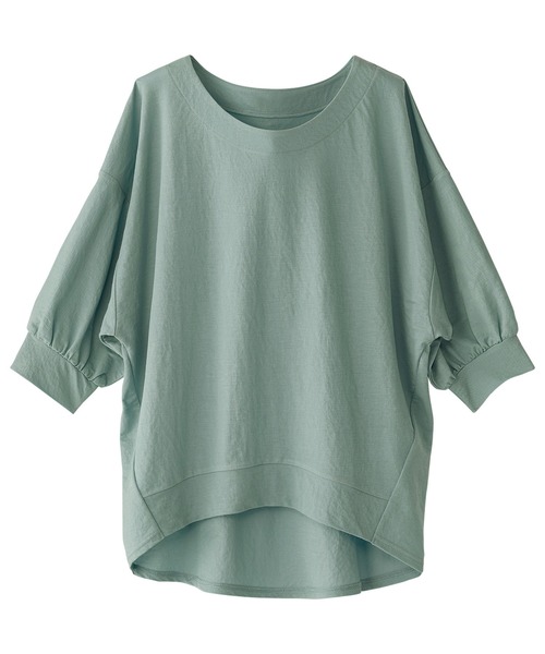 BELLUNA PLUS(ベルーナ)の「袖ギャザーデザインプルオーバー(Tシャツ/カットソー・レディース・コーラル/セージグリーン/ピンク/ネイビー・XX-LARGE/XXX-LARGE/XXXX-LARGE/MEDIUM/LARGE/X-LARGE)」の6枚目の写真