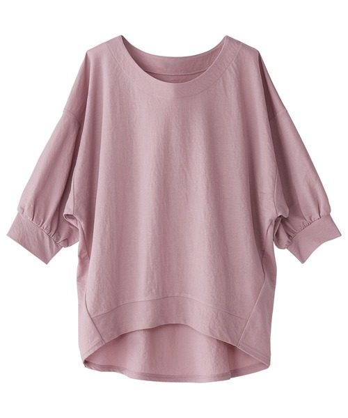 BELLUNA PLUS(ベルーナ)の「袖ギャザーデザインプルオーバー(Tシャツ/カットソー・レディース・コーラル/セージグリーン/ピンク/ネイビー・XX-LARGE/XXX-LARGE/XXXX-LARGE/MEDIUM/LARGE/X-LARGE)」の8枚目の写真