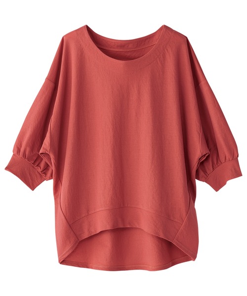 BELLUNA PLUS(ベルーナ)の「袖ギャザーデザインプルオーバー(Tシャツ/カットソー・レディース・コーラル/セージグリーン/ピンク/ネイビー・XX-LARGE/XXX-LARGE/XXXX-LARGE/MEDIUM/LARGE/X-LARGE)」の9枚目の写真