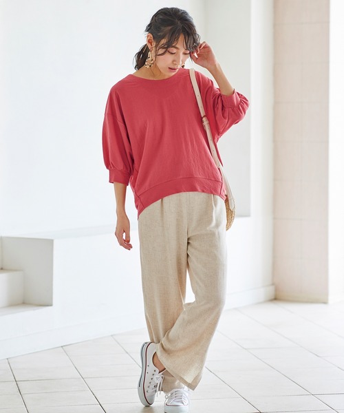 BELLUNA PLUS(ベルーナ)の「袖ギャザーデザインプルオーバー(Tシャツ/カットソー・レディース・コーラル/セージグリーン/ピンク/ネイビー・XX-LARGE/XXX-LARGE/XXXX-LARGE/MEDIUM/LARGE/X-LARGE)」の19枚目の写真