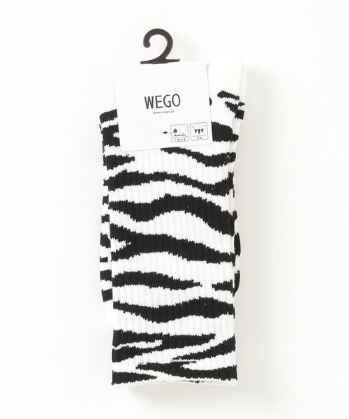 WEGO（ウィゴー）の「WEGO/ゼブラ柄リブソックス（ソックス/靴下・レディース・パープル/ホワイト・FREE）」の3枚目の写真