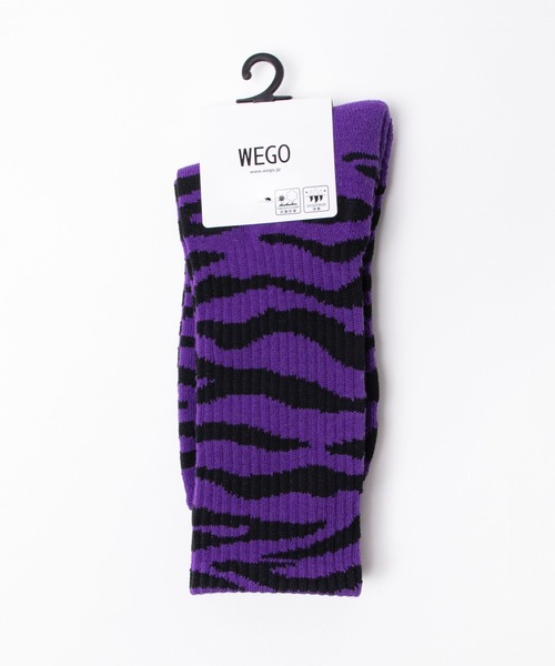 WEGO（ウィゴー）の「WEGO/ゼブラ柄リブソックス（ソックス/靴下・レディース・パープル/ホワイト・FREE）」の4枚目の写真