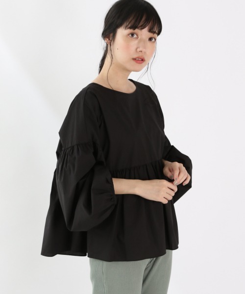 LOWRYS FARM（ローリーズファーム）の「ギャザーブラウスＬＳ　893661（シャツ/ブラウス・レディース・ブラック/カーキ/オフホワイト・FREE）」の3枚目の写真