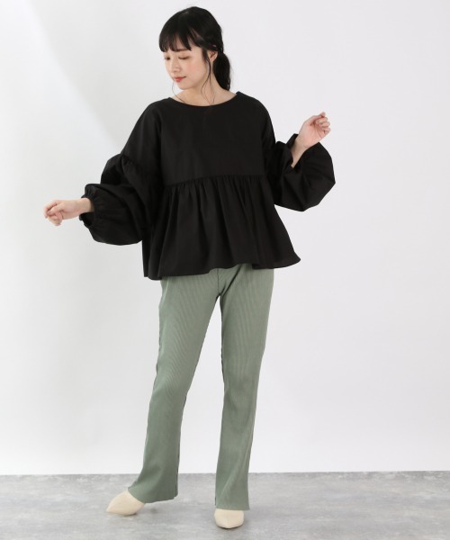 LOWRYS FARM（ローリーズファーム）の「ギャザーブラウスＬＳ　893661（シャツ/ブラウス・レディース・ブラック/カーキ/オフホワイト・FREE）」の14枚目の写真