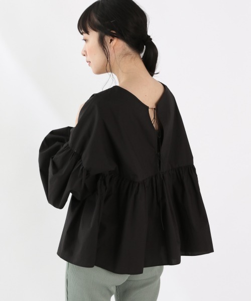 LOWRYS FARM（ローリーズファーム）の「ギャザーブラウスＬＳ　893661（シャツ/ブラウス・レディース・ブラック/カーキ/オフホワイト・FREE）」の9枚目の写真